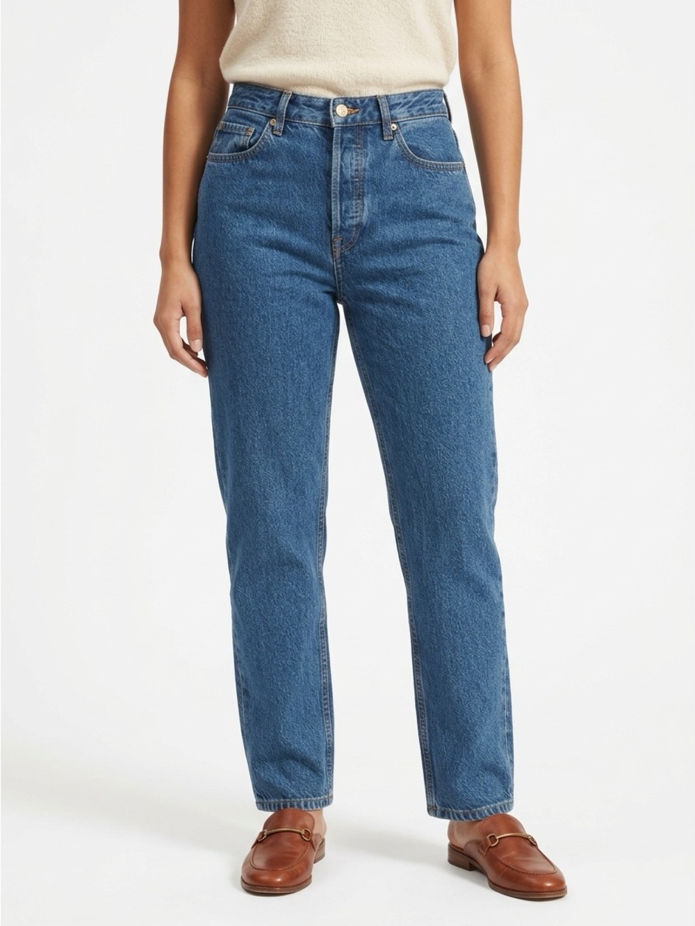 Everlane Curvy 90s Cheeky Straight Jean Button Fly Cotton Dark Wash Blue 27